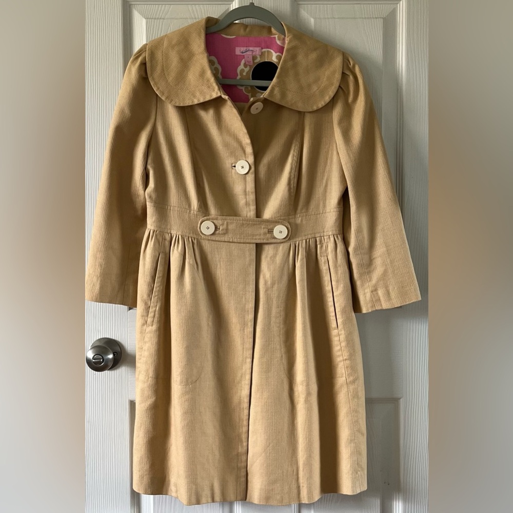 COPY - Lilly Pulitzer light mustard yellow pea coat. Sz 6